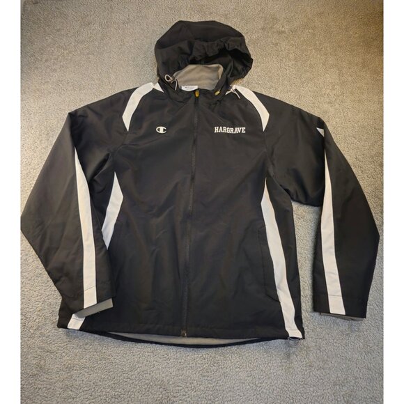 Champion Hargrave Black & White Hooded Jacket With Zip Closure Mens M - Picture 1 of 10